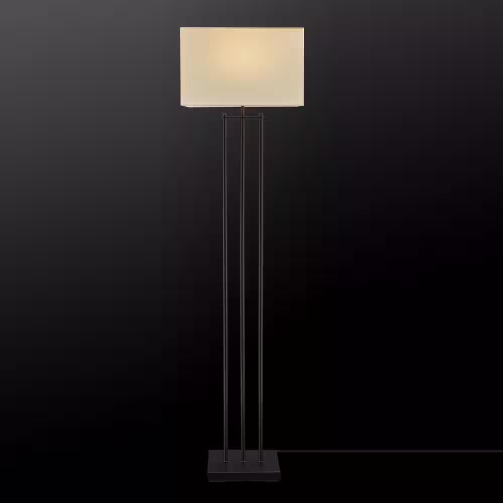 Globe Electric Ricci 62 in. Matte Black Floor Lamp with White Fabric Shade