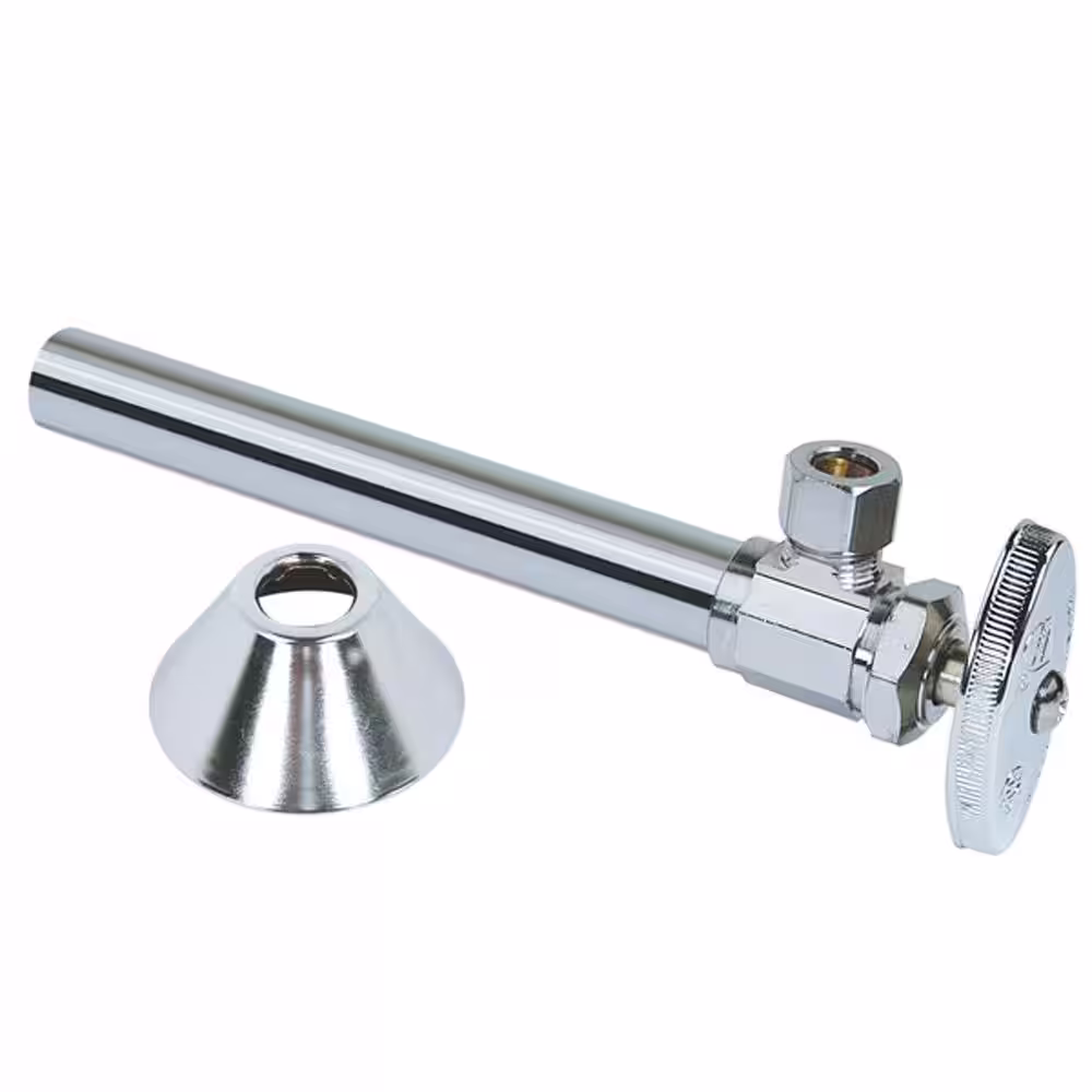 BrassCraft 1/2 in. Sweat Inlet x 3/8 in. Compression Outlet Multi-Turn Angle Valve with 5 in. Extension Tube & Bell Flange