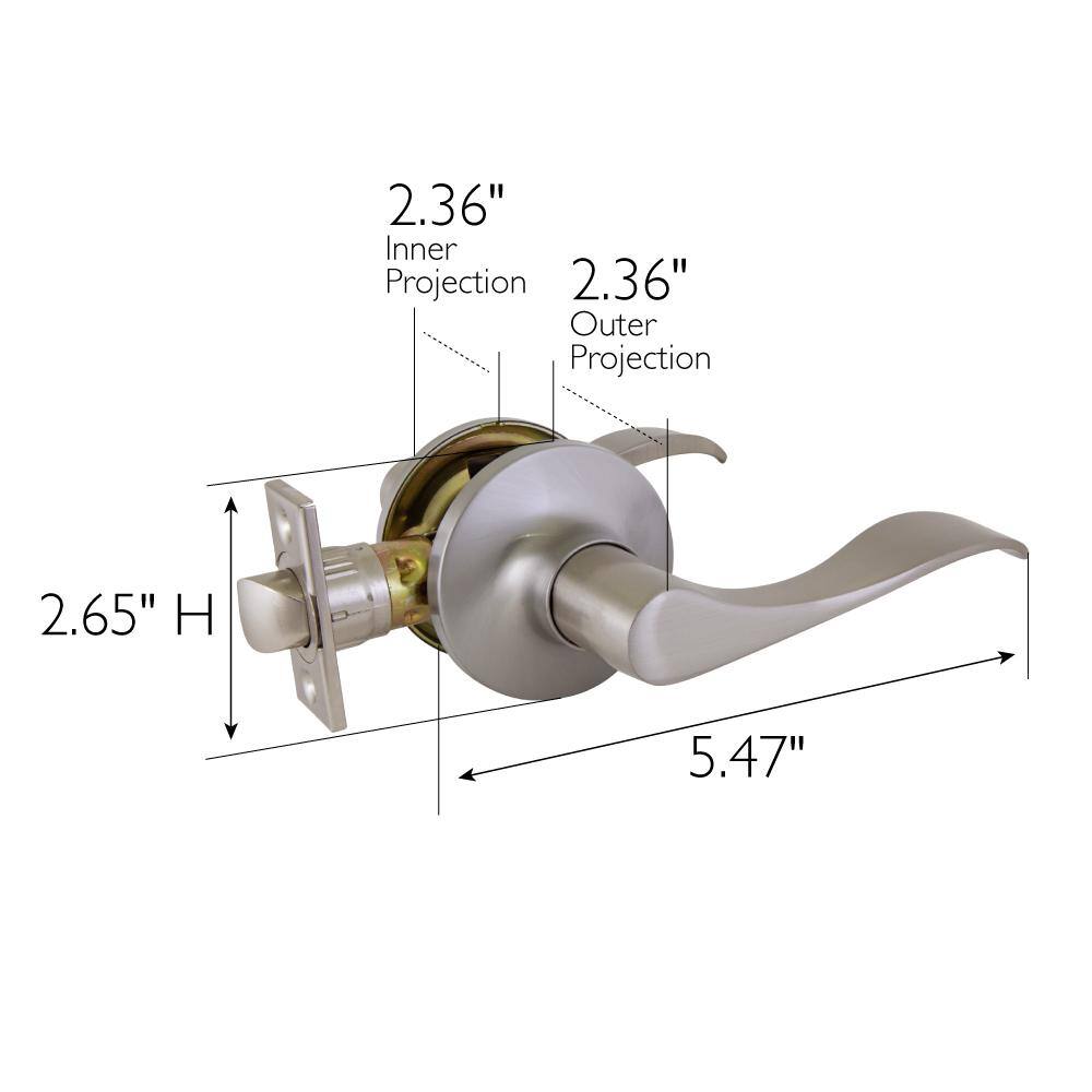 Design House Stratford Satin Nickel Passage Hall/Closet Door Handle with Universal 6-Way Latch