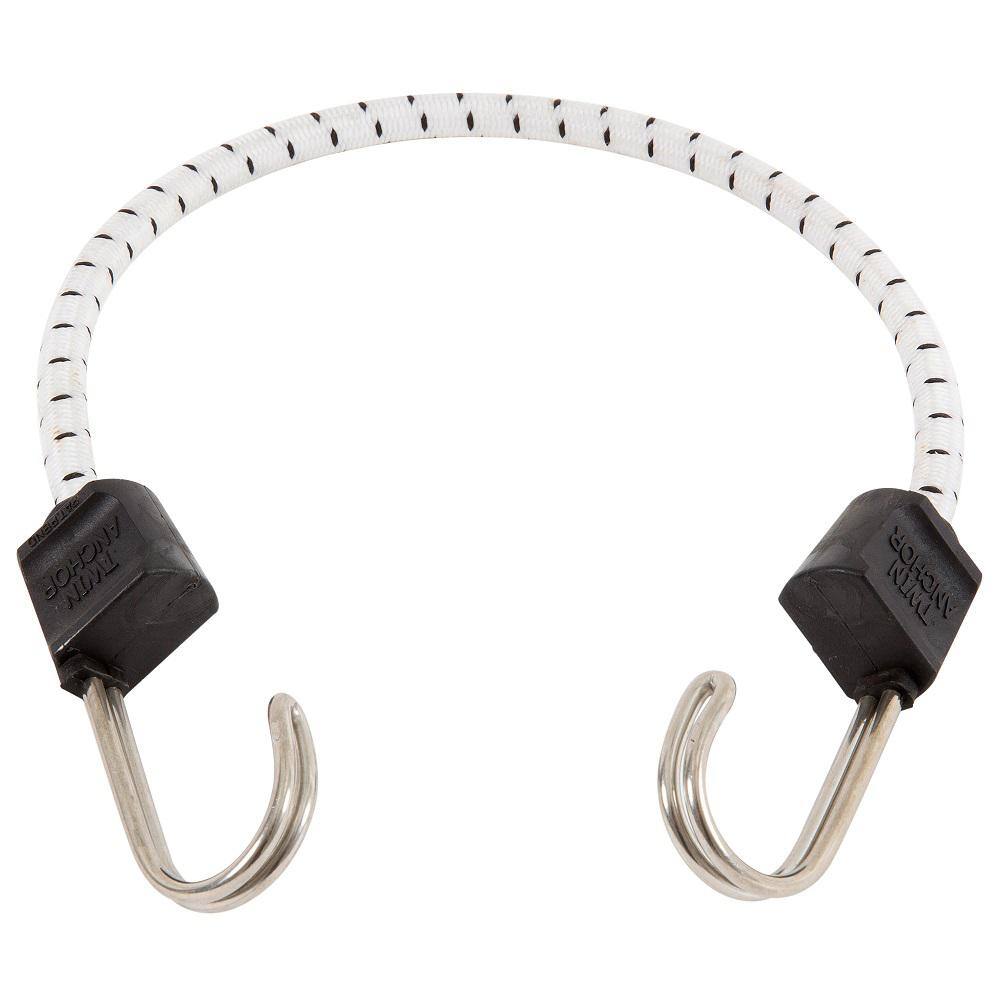 Keeper 18 in. White Marine Bungee Cord with Stainless Steel Hooks