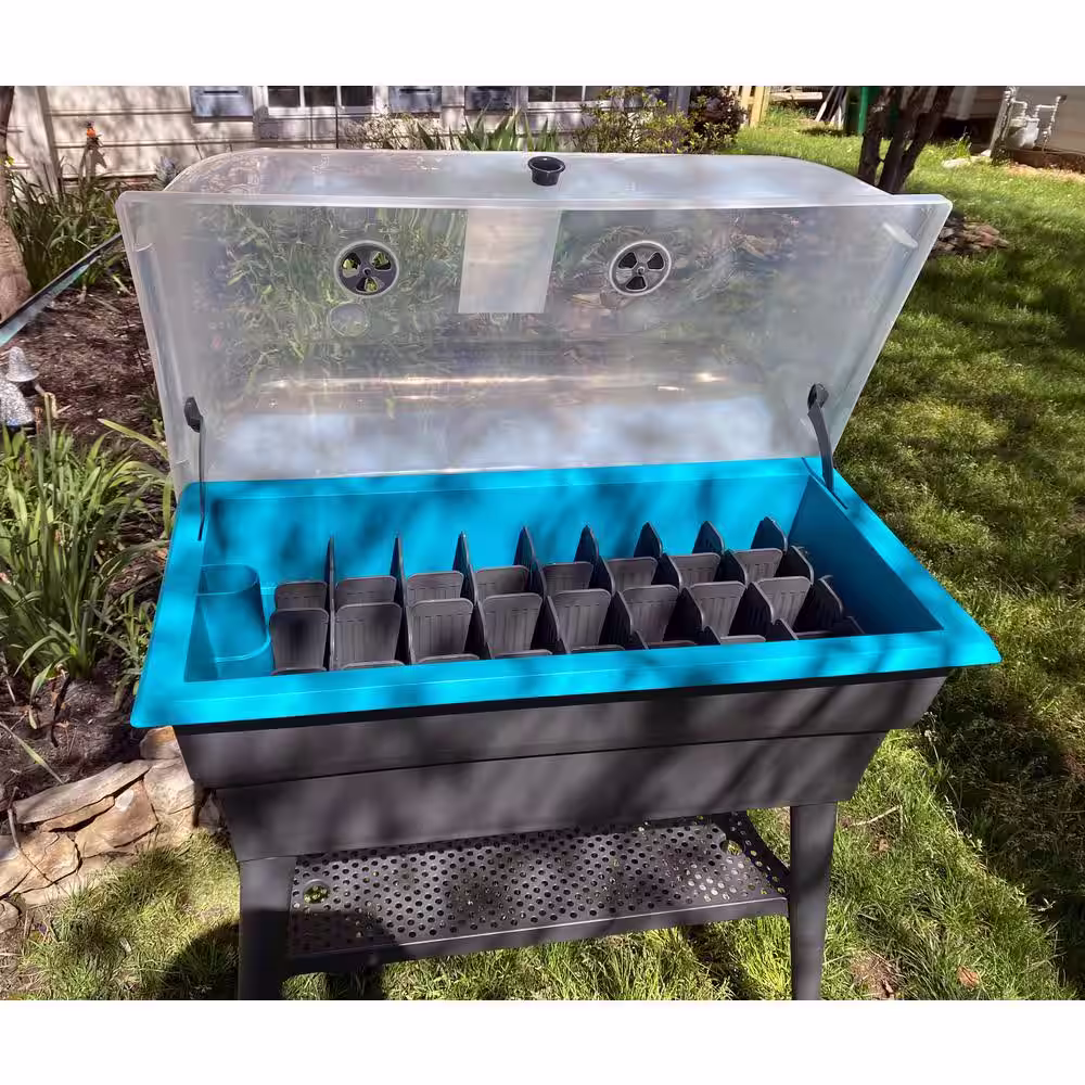 Bosmere English Garden Combi 32 in. L x 15 in. W x 39 in. H Self Watering Plastic Raised Garden Bed with Lid