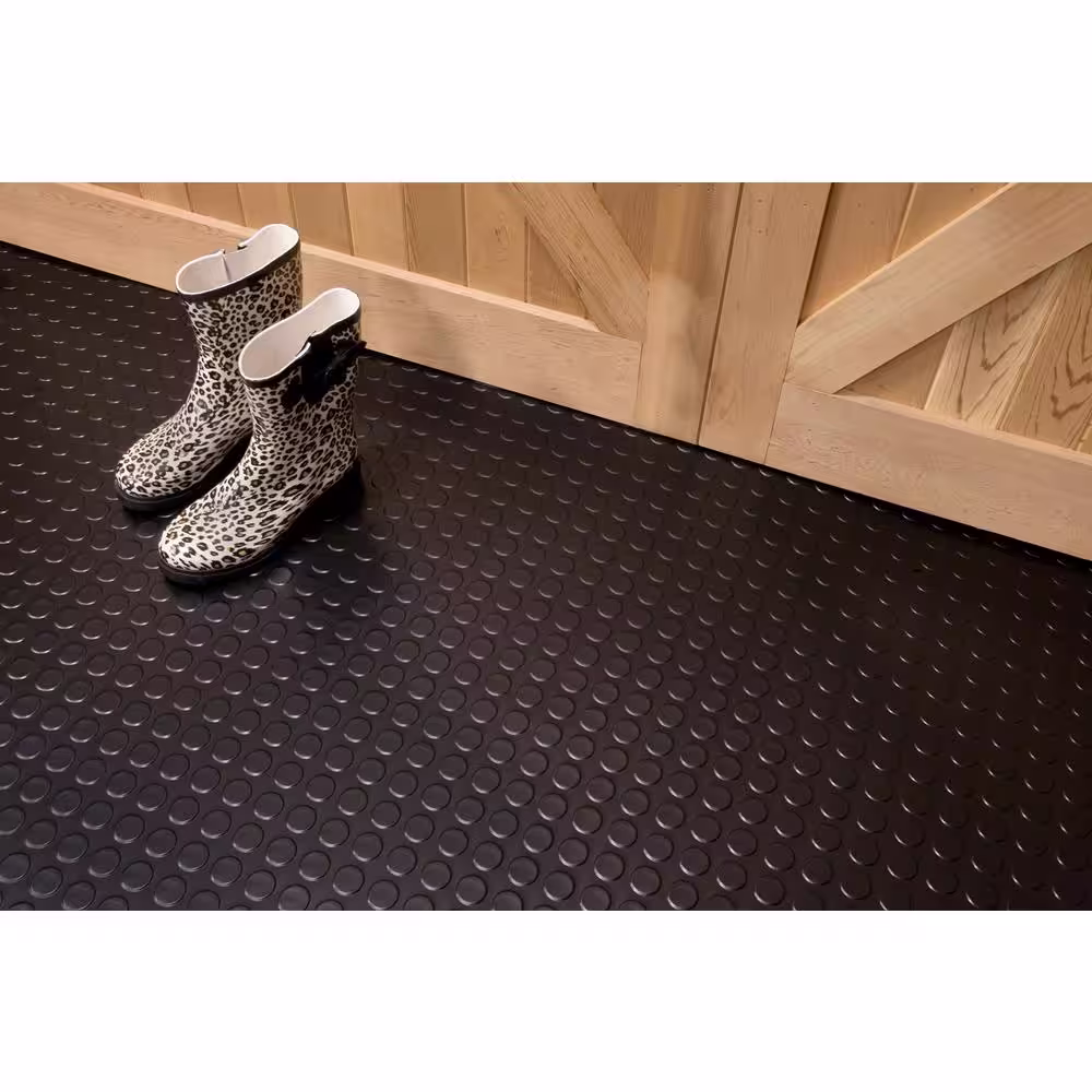 G-Floor Shed Flooring Midnight Black Coin Commercial Vinyl Sheet Flooring (8 ft. W x 20 ft. L)
