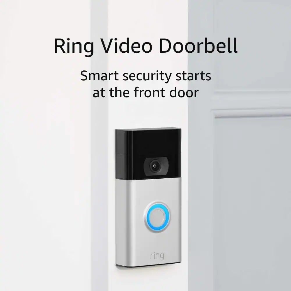Ring Video Doorbell - Smart Wireless WiFi Doorbell Camera with Built-in Battery, 2-Way Talk, Night Vision, Satin Nickel