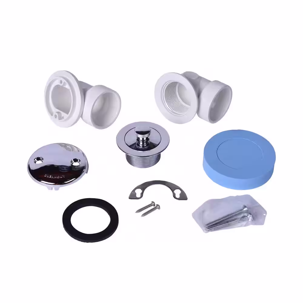 Oatey Schedule 40 PVC Bathtub Drain Waste and Overflow Kit with Chrome Drain Stopper