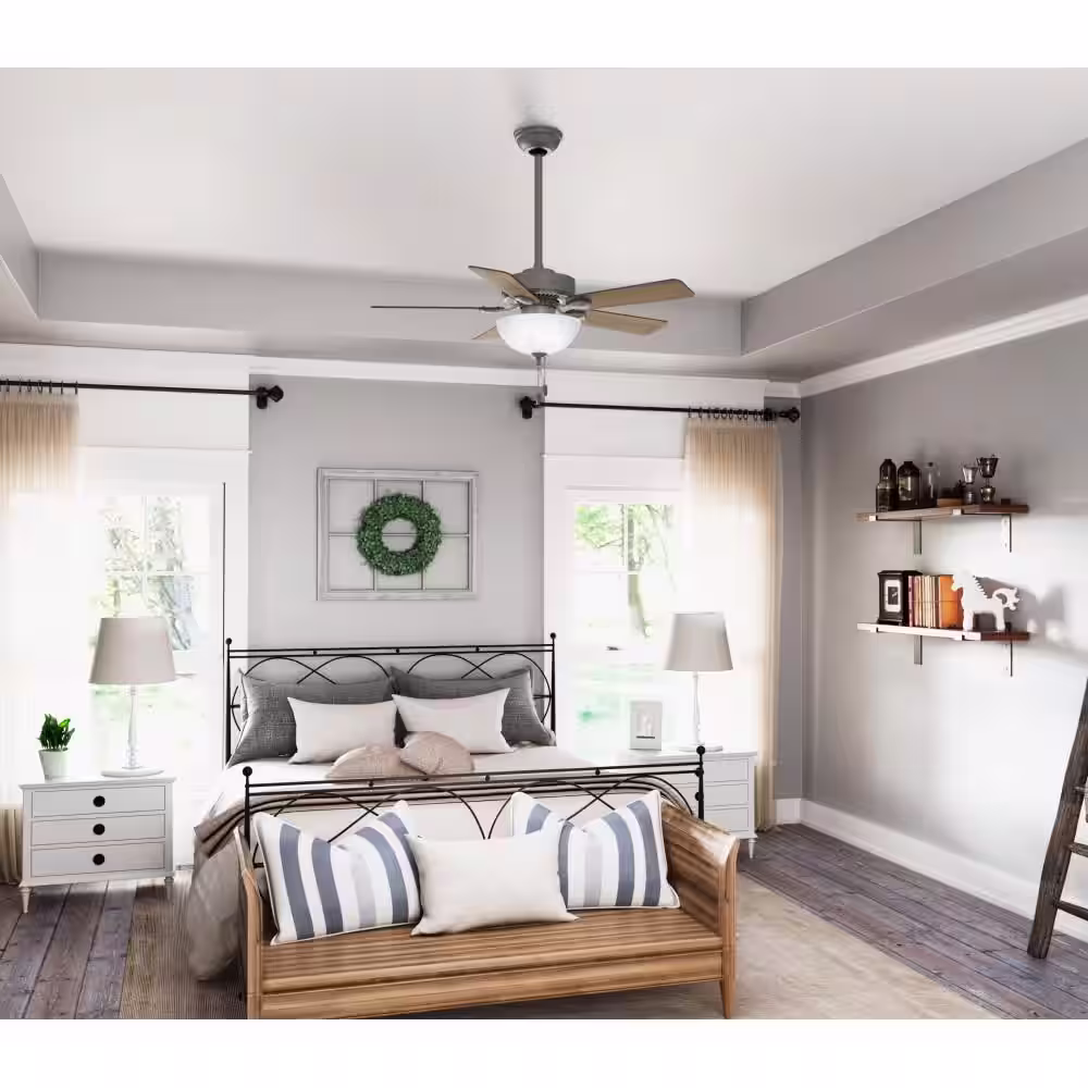 Hunter Swanson 44 in. LED Indoor Matte Silver Ceiling Fan with Light