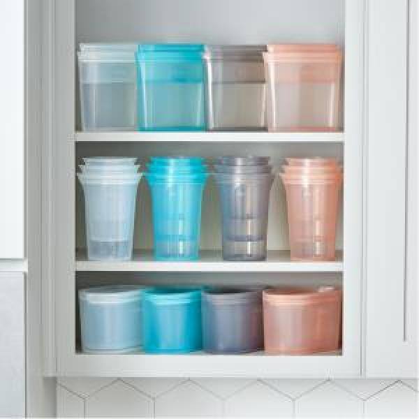 Zip Top 24 oz. Teal Reusable Silicone Sandwich Bag Zippered Storage Container