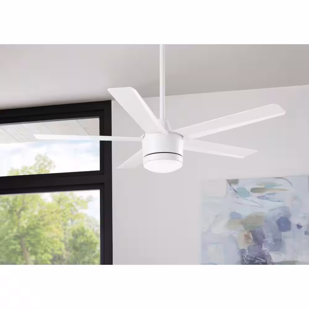 Home Decorators Collection Merwry 52 in. Intergrated LED Matte White Ceiling Fan With Light And Remote Control
