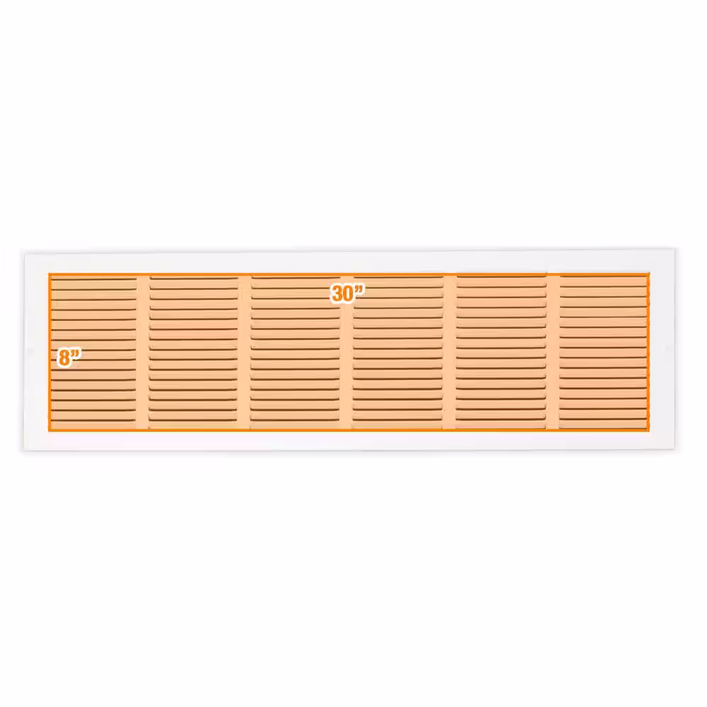 Everbilt 30 in. x 8 in. Steel Return Air Grille in White