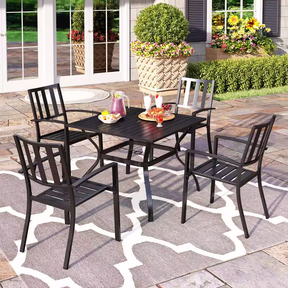 None 5-Piece Metal Outdoor Patio Dining Set