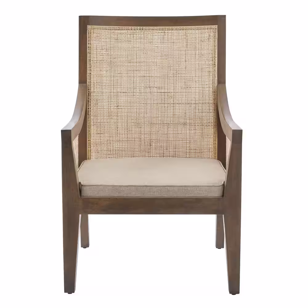 Home Decorators Collection Woven Cane Rattan Accent Armchair in Haze Brown