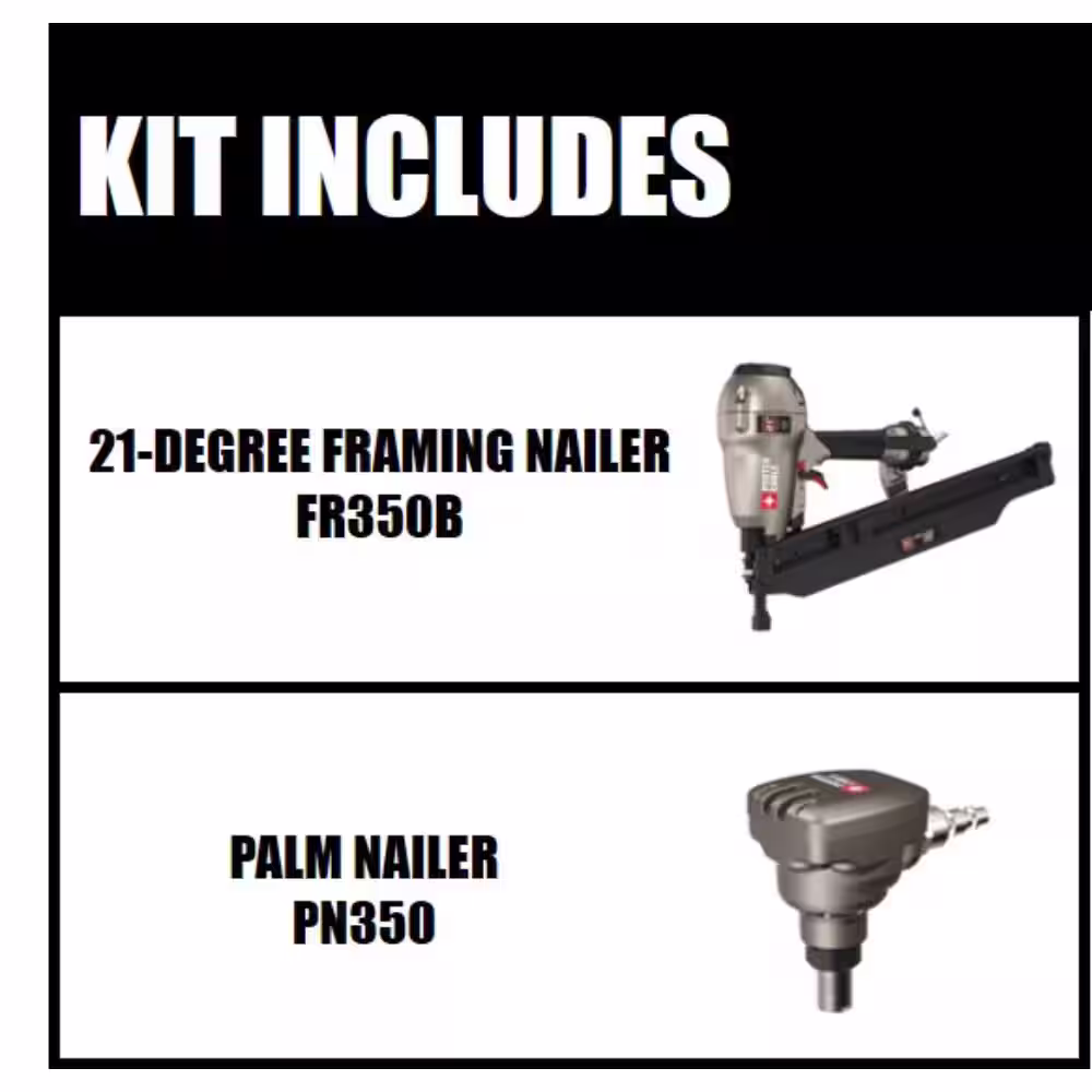 Porter-Cable Pneumatic 21-Degree 3-1/2 in. Full Round Framing Nailer and Mini Impact Palm Nailer