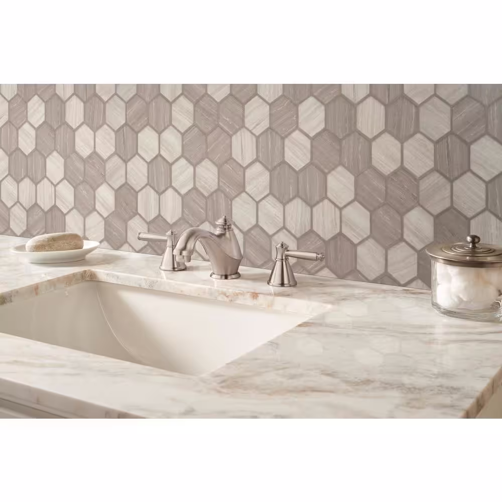 MSI Silva Oak Hexagon 12 in. x 13.25 in. Glossy Glass Patterned Look Floor and Wall Tile (14.7 sq. ft./Case)