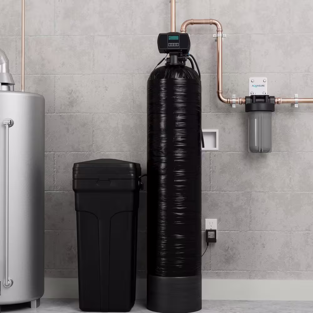 AQUASURE Harmony 48,000 Grain Fine Mesh Water Softener with Pleated Sediment Pre-Filter