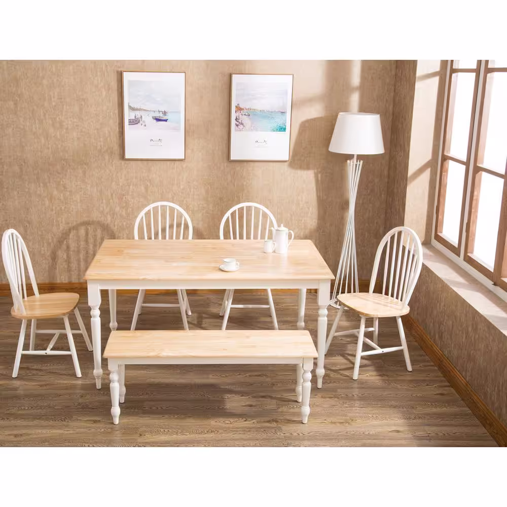 Boraam White and Natural Farmhouse Dining Table
