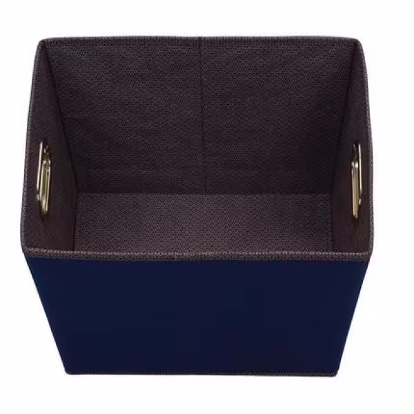 HOUSEHOLD ESSENTIALS 14 in. D x 12 in. W x 10 in. H Fabric Totes in Navy