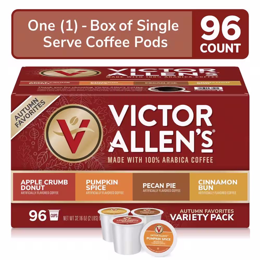 Victor Allen's Autumn Favorites Coffee Variety Pack Medium Roast Single Serve Coffee Pods for Keurig K-Cup Brewers (96 Count)