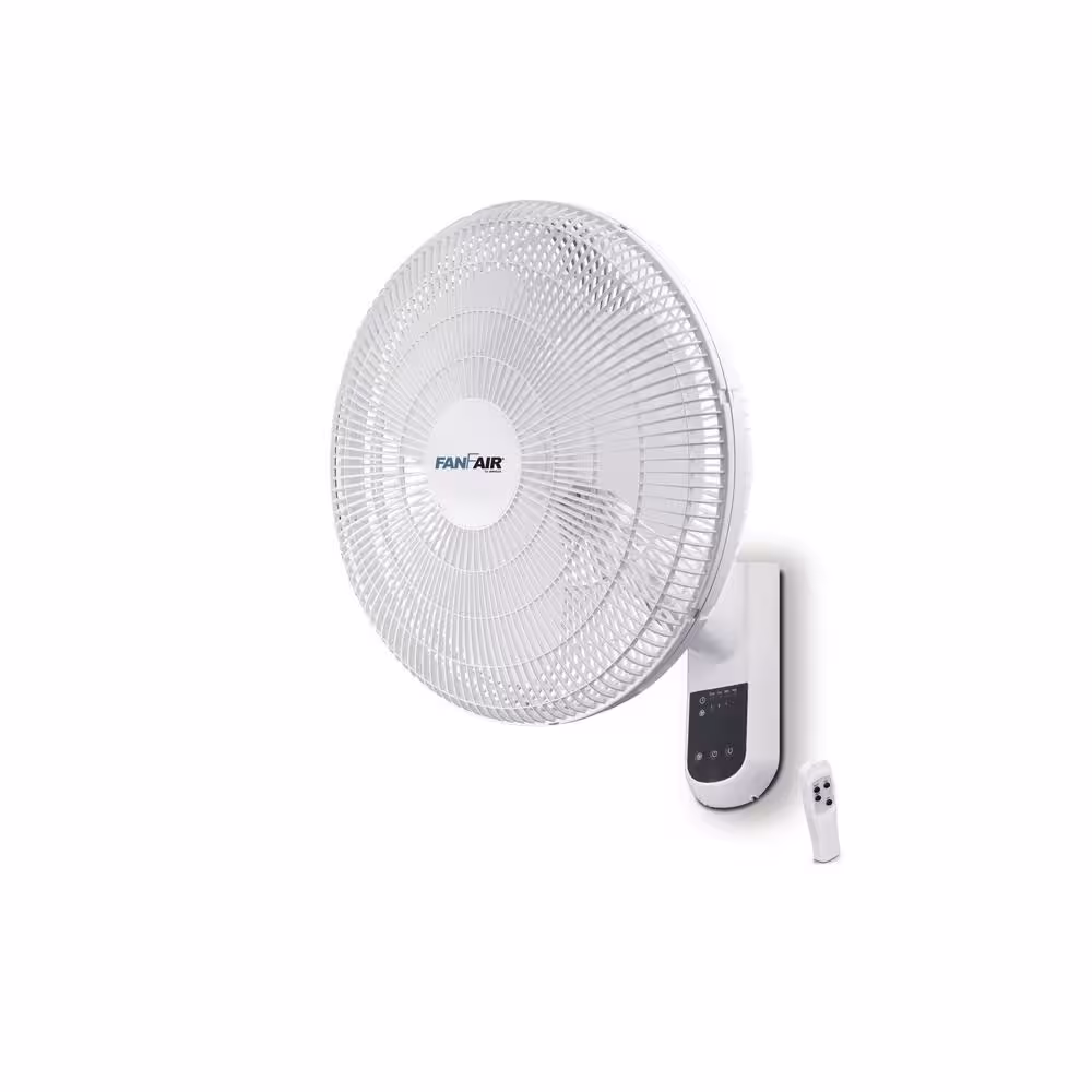 FANFAIR 16 in. Indoor White Wall Fan with Remote Control
