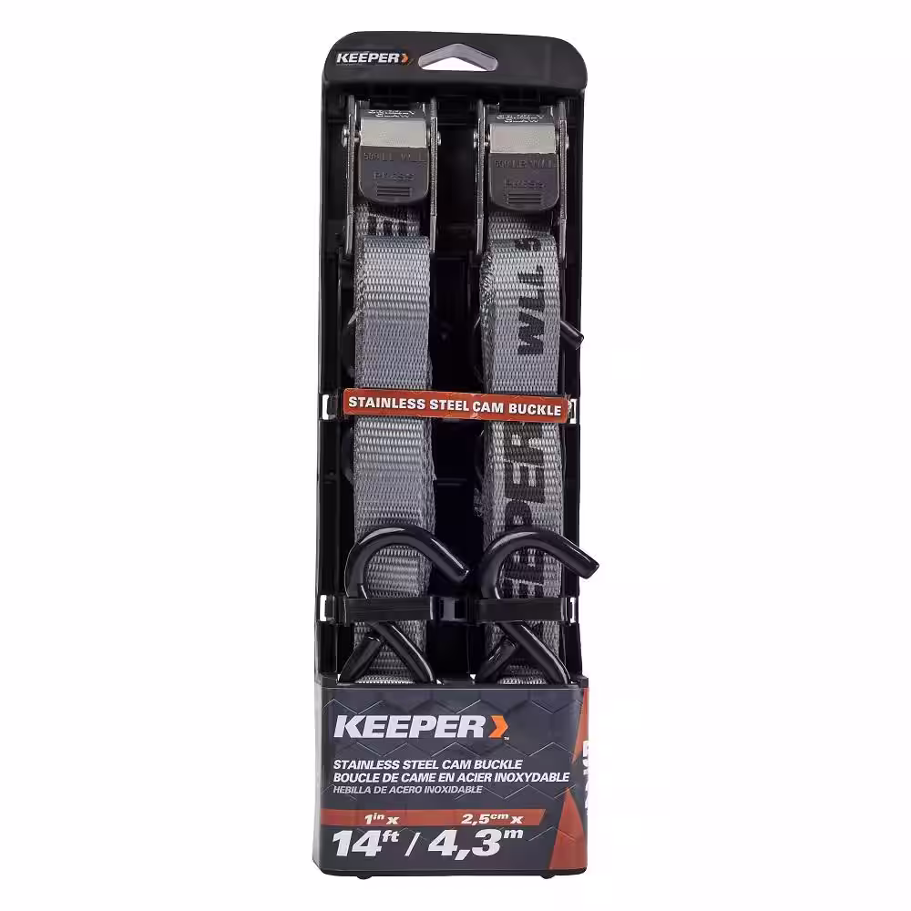 Keeper 1 in. x 14 ft. Keeper Stainless Steel Cambuckle (2-Pack)