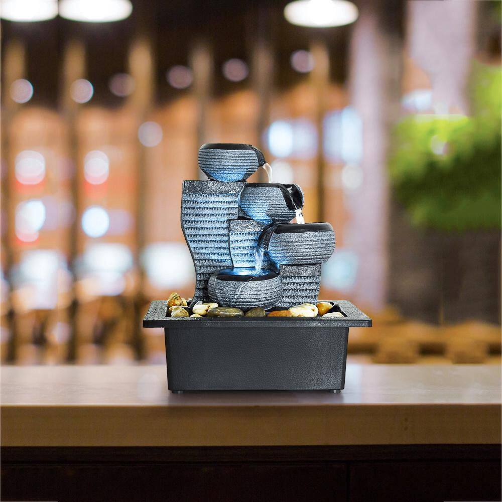 None 10 in. Indoor Desktop Water Cascade Fountain Submersible Pump Decoration for Office Home