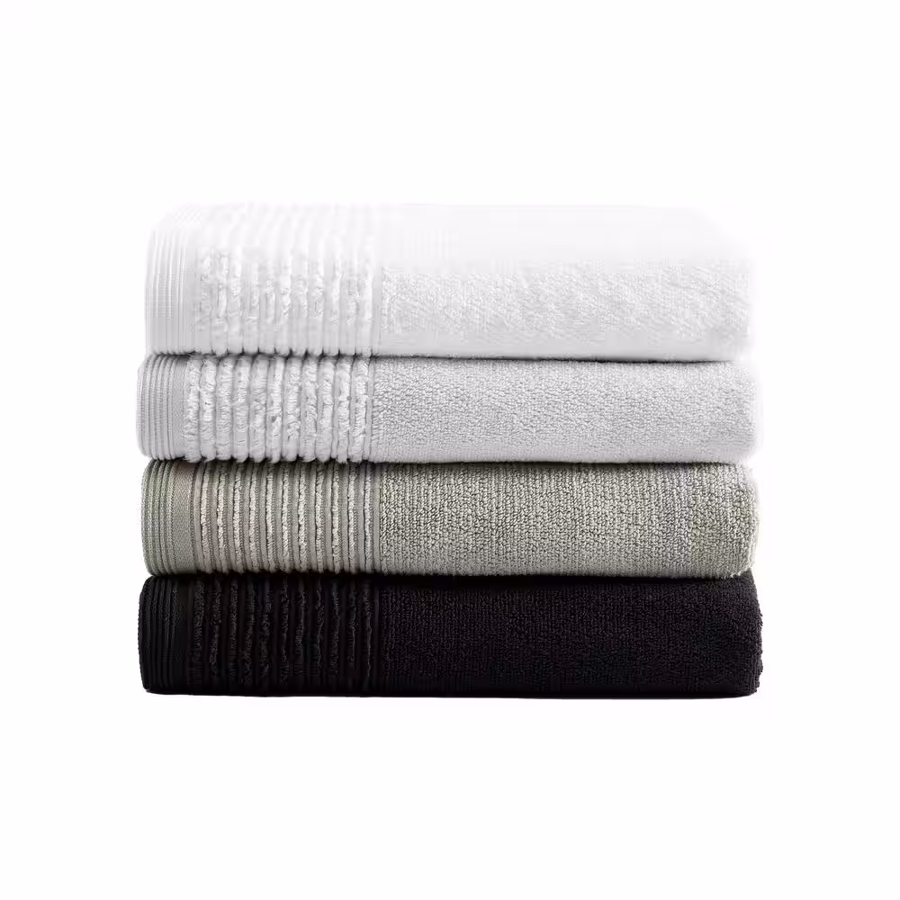 VERA WANG Sculpted Pleat 6-Piece Black Cotton Terry Towel Set