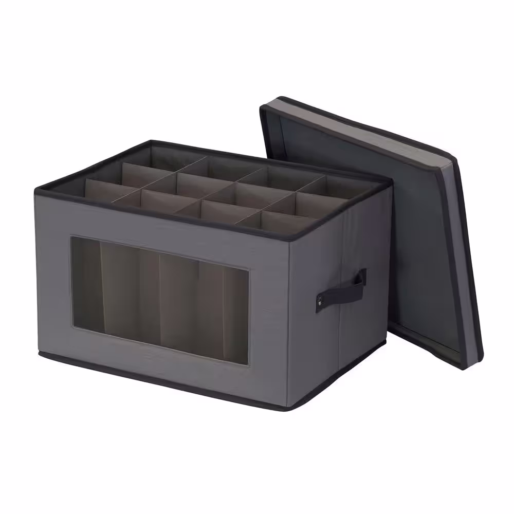HOUSEHOLD ESSENTIALS Stemware Storage Box in Gray