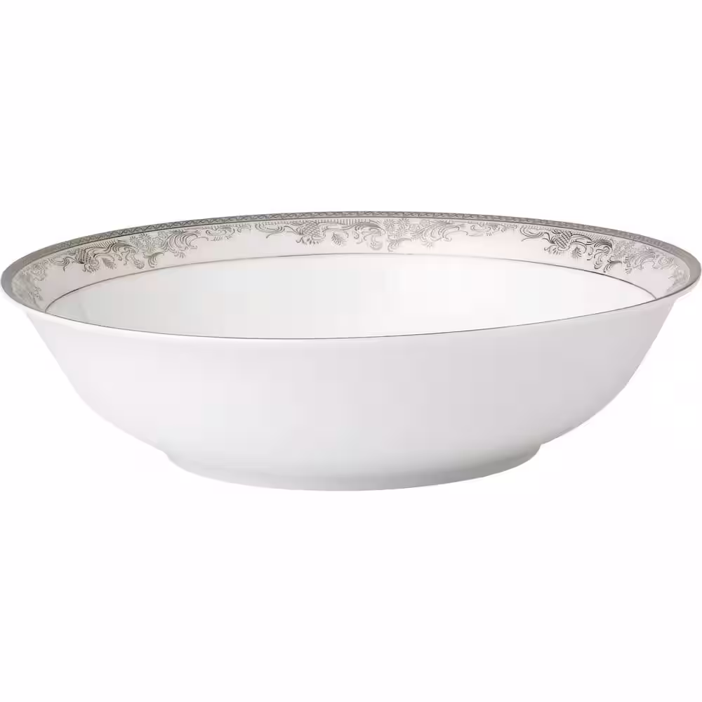Lorren Home Trends 57-Piece Patterned Silver Accent Bone China Dinnerware Set (Service for 8)