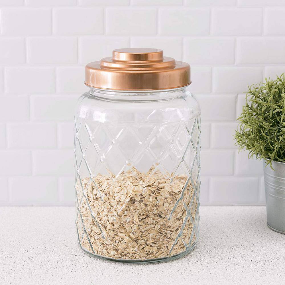 Home Basics 114.96 oz. Glass Jar with Copper Top