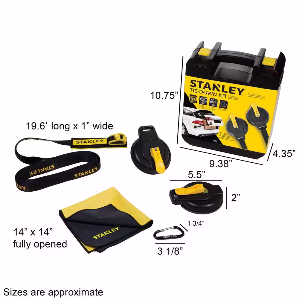 Stanley Universal Ratchet Tie Down Suction Cup Cargo Kit/400 lbs. Load Limit