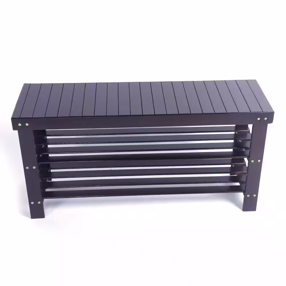 Outopee 17.72 in. H x 35.43 in. W 6-Pair Bamboo Shoe Storage Bench