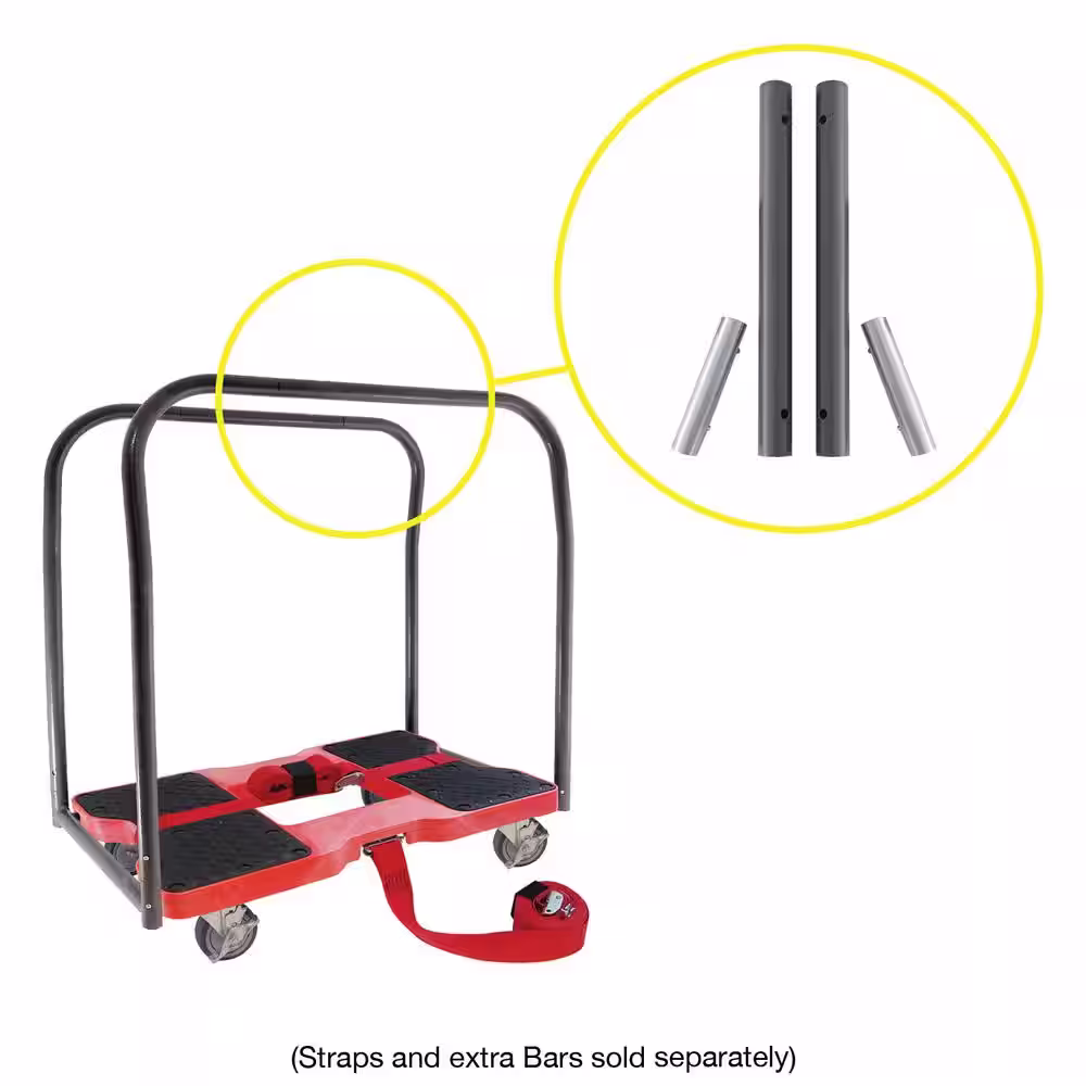 SNAP-LOC 1500 lbs. Capacity Industrial Strength Professional E-Track Push Cart Dolly in Red