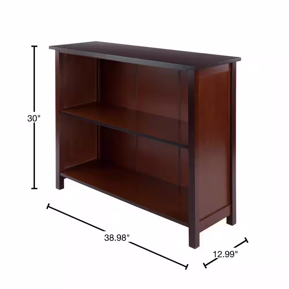 Winsome Wood Milan 2-Section Bookcase, Wide Shelf, Walnut