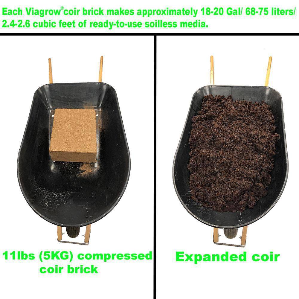 Viagrow 11 lb. (5KG) Coconut Coir Block & 1LB earth worm castings, Coco Coir and earth worm castings, (expands up to 18 gallons)