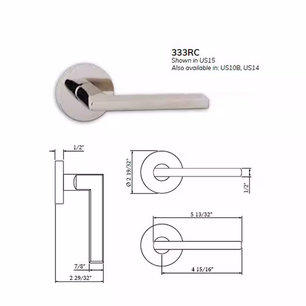 DELANEY HARDWARE Bravura Cary Solid Zinc Hall/Closet Passage Lever Satin Nickel w/ round trim