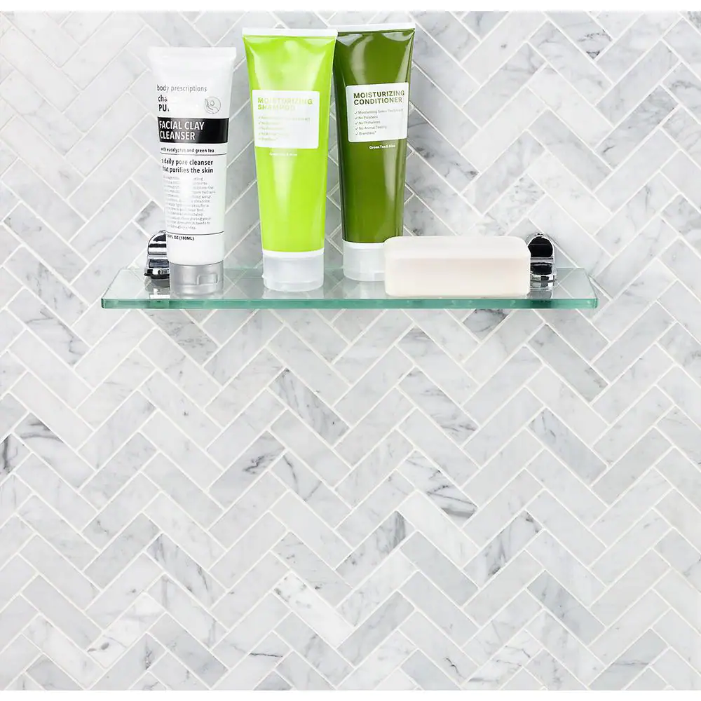 Ivy Hill Tile White Carrara Herringbone 12 in. x 12 in. 10mm Polished Marble Stone Mosaic Wall Tile (1 sq. ft.)