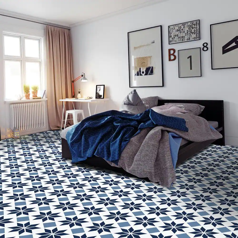 ACHIM Retro 12 in. W x 12 in. L Starlight Blue/Grey Peel and Stick Vinyl Tile Flooring (20 sq. ft./case)