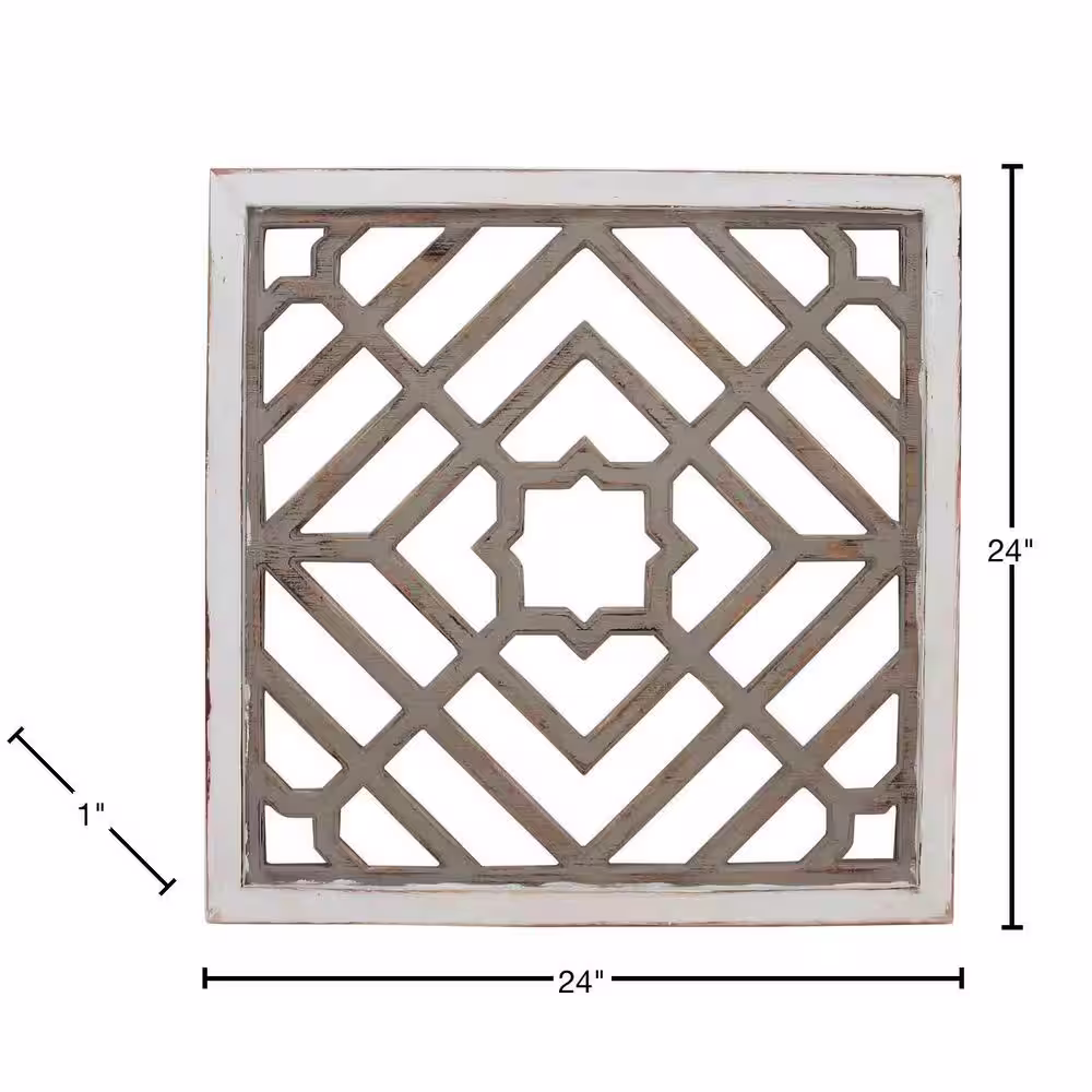 StyleCraft Transitional Weathered White Wood Wall Art