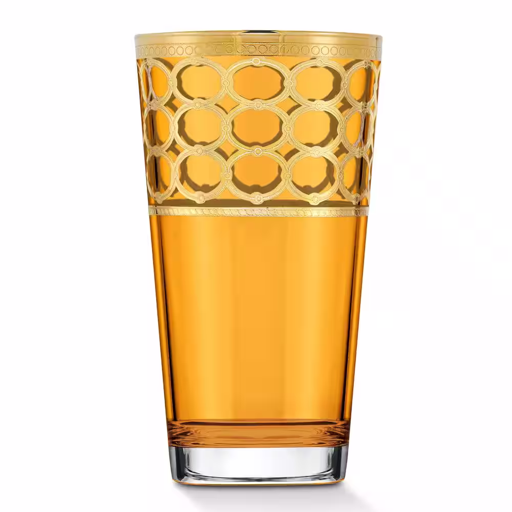 Lorren Home Trends 11 oz. Amber and Gold Highball Tumbler/Water/Iced Tea Set (Set of 4)