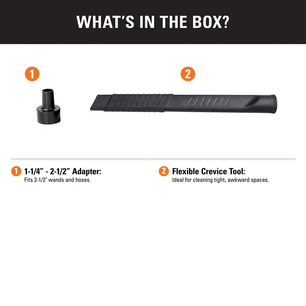 RIDGID 1-1/4 in. and 2-1/2 in. Spiral Flexible Crevice Tool Accessory for RIDGID Wet/Dry Shop Vacuums
