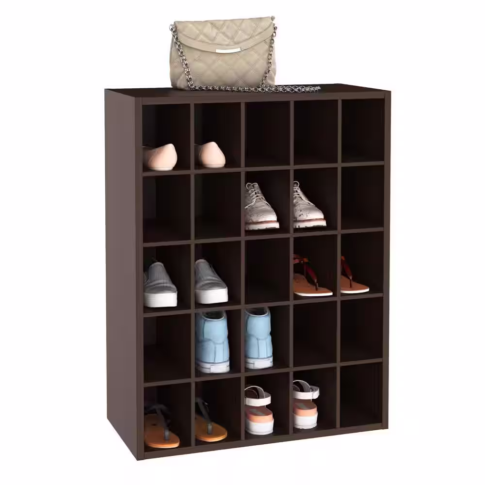 ClosetMaid 32 in. H x 24 in. W x 12 in. D Espresso Wood Look 25-Cube Storage Organizer