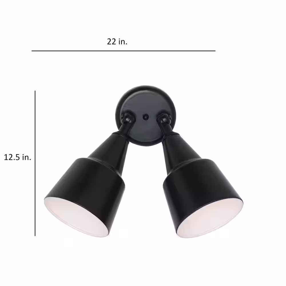 Generation Lighting 2-Light Black Outdoor Piedmont Swivel Flood Light with Adjustable Heads