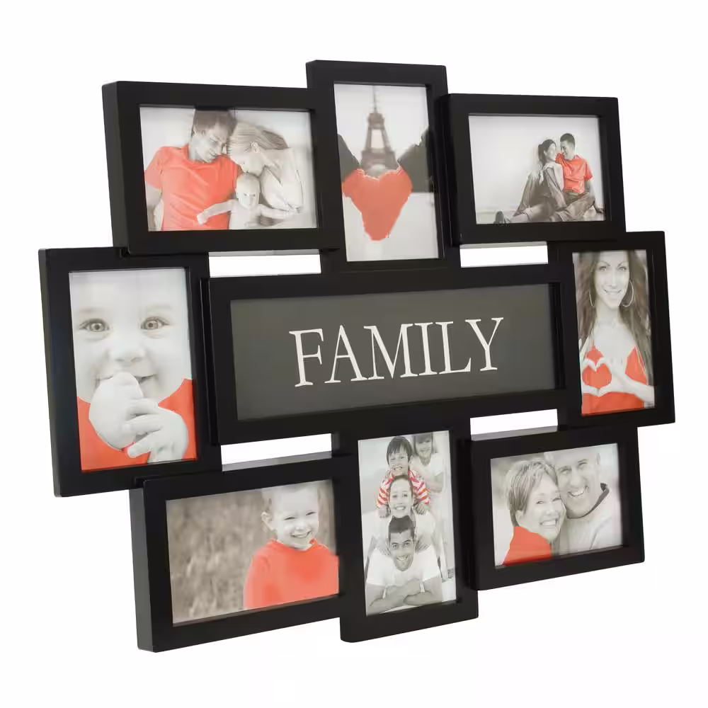 kieragrace Family 8 Openings Collage Frame - Black, 17.5