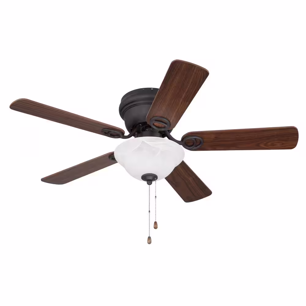 CRAFTMADE Wyman Bowl Kit 42 in. Indoor Oil Rubbed Bronze Hugger 3-Speed Finish Ceiling Fan, Frosted Glass Bowl Light Kit Included
