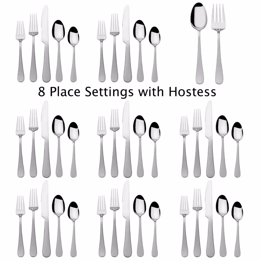Gourmet Basics by Mikasa Satin Symmetry 42-pc Flatware Set, Service for 8, Stainless Steel, 18/0