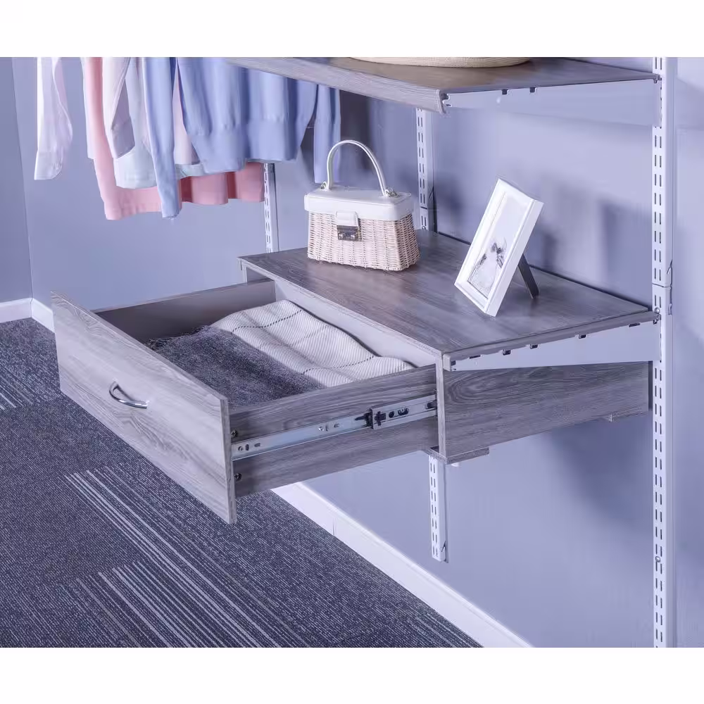 Everbilt Genevieve Gray Adjustable Closet Organizer Small Drawer Kit