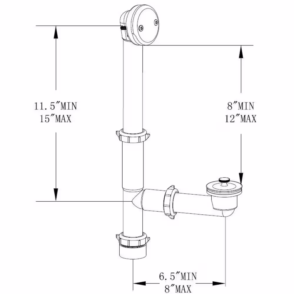 Everbilt Twist and Close 1-1/2 in. White Poly Pipe Bath Waste and Overflow Drain in Chrome
