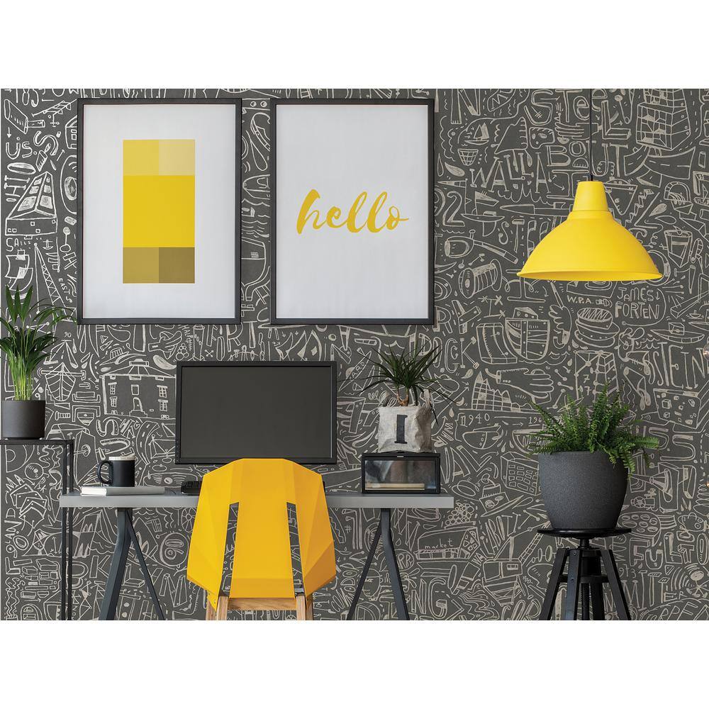 A-Street Prints 108 in. x 108 in. BKLYN Navy Yard Grey Wall Mural