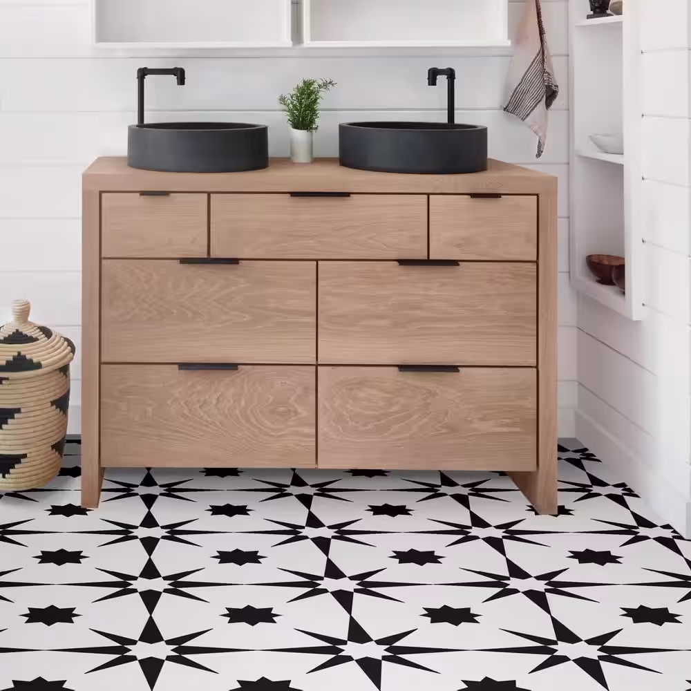 FloorPops Altair 12 in. W x 12 in. L Black Peel & Stick Vinyl Tile Flooring (10 sq. ft./case)