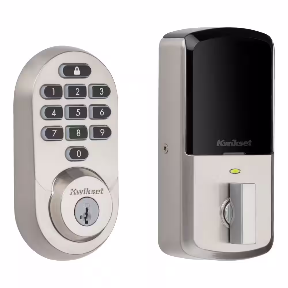 Kwikset HALO Satin Nickel Keypad WiFi Electronic Single-Cylinder Smart Lock Deadbolt featuring SmartKey Security