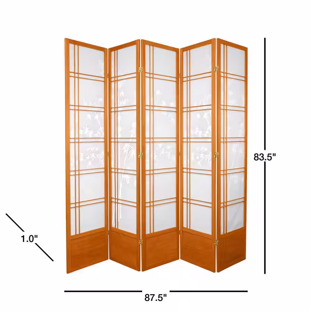 Oriental Furniture 7 ft. Honey 5-Panel Room Divider