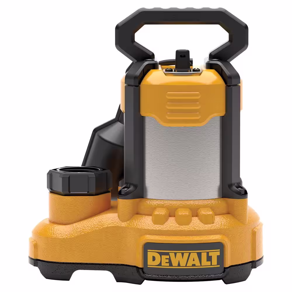 DEWALT 1/3 HP. Stainless Steel/Cast Iron Submersible Sump Pump, Tethered Switch